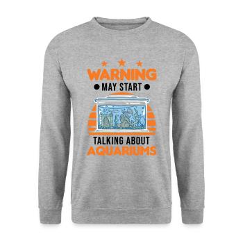 Warning Aquarium Aquaristics Aquarist Aquarist - Unisex Sweatshirt - salt & pepper - Front - Alina (178cm) & Michal (187cm)