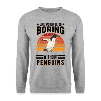 Penguin Gift Penguin - Unisex Sweatshirt - salt & pepper - Front - Alina (178cm) & Michal (187cm)