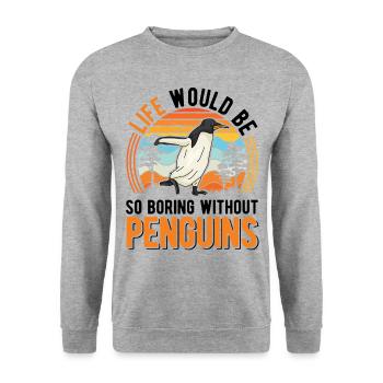 Penguin Gift Penguin - Unisex Sweatshirt - salt & pepper - Front - Alina (178cm) & Michal (187cm)