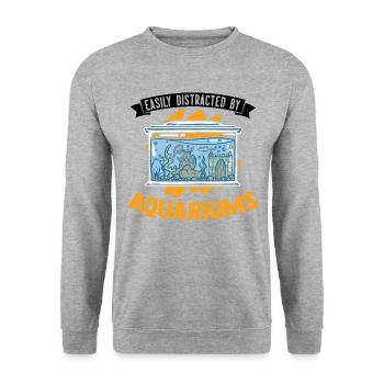Easily distracted by Aquariums Aquaristik Aquarist - Unisex Pullover - Weißgrau meliert - Vorne - Alina (178cm) & Michal (187cm)