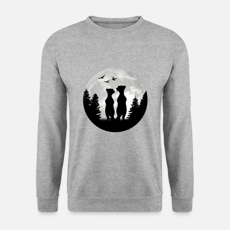 Erdmännchen Mond Meerkat - Unisex Pullover - Weißgrau meliert