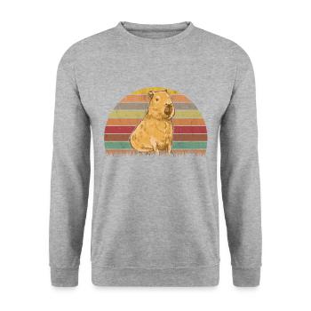 Capybara Retro Wasserschwein Vintage - Sweat-shirt Unisexe - gris chiné - Devant - Alina (178cm) & Michal (187cm)