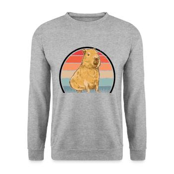 Capybara Retro Wasserschwein Vintage - Sweat-shirt Unisexe - gris chiné - Devant - Alina (178cm) & Michal (187cm)