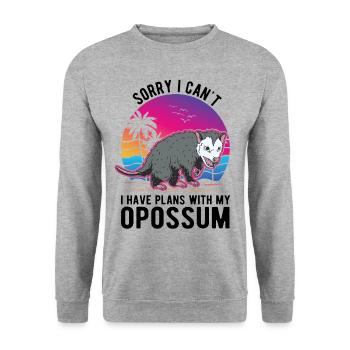 Opossum Geschenk Possum Beutelratte - Unisex Pullover - Weißgrau meliert - Vorne - Alina (178cm) & Michal (187cm)