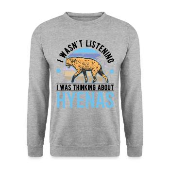Hyäne Geschenk Erdwolf Hyena - Unisex Pullover - Weißgrau meliert - Vorne - Alina (178cm) & Michal (187cm)