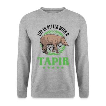 Life is better with a Tapir - Unisex Sweatshirt - salt & pepper - Front - Alina (178cm) & Michal (187cm)