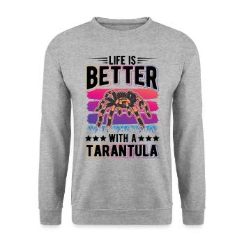 La vie est meilleure avec une Tarentule Tarantel - Sweat-shirt Unisexe - gris chiné - Devant - Alina (178cm) & Michal (187cm)