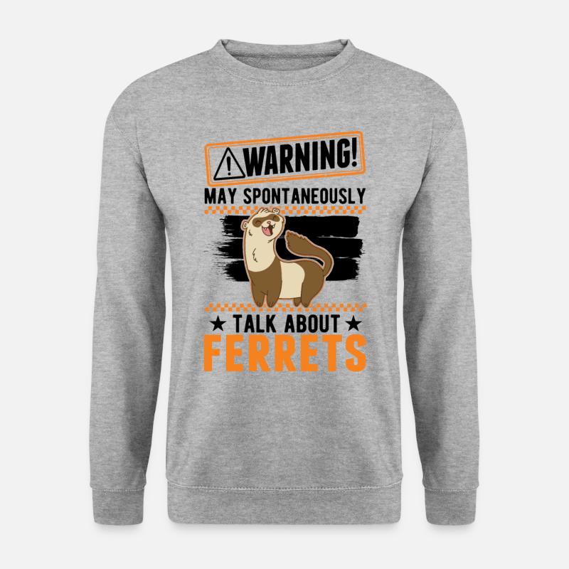 Warnung Frettchen Ferret Geschenk - Unisex Pullover - Weißgrau meliert