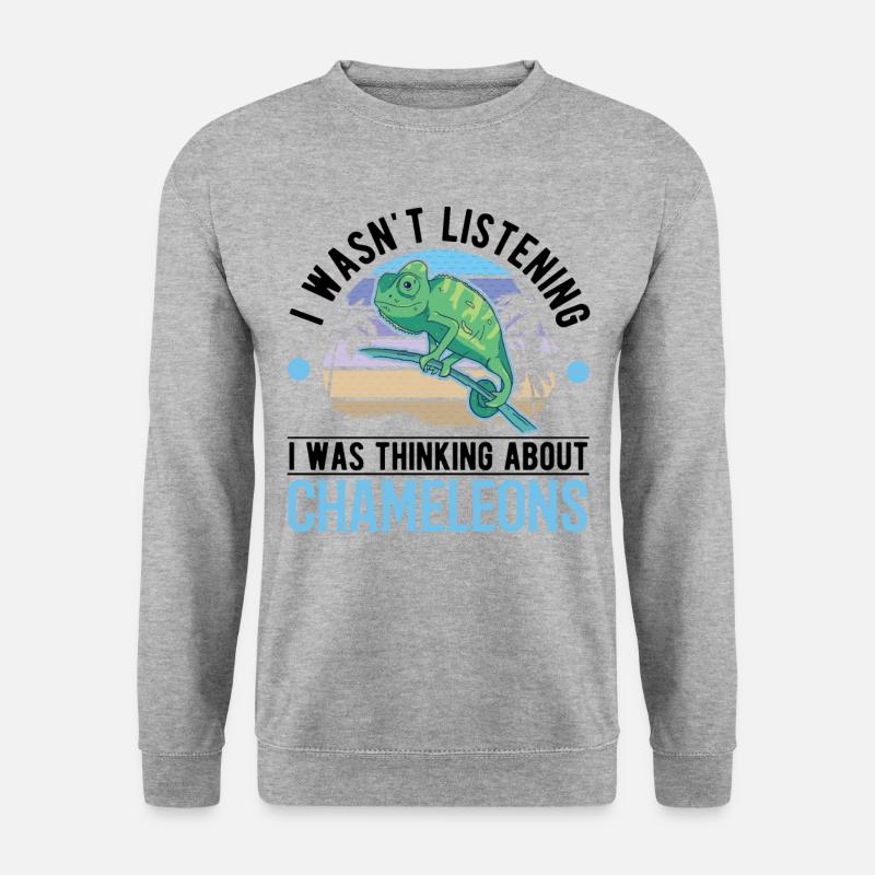Chamäleon Geschenk Chameleon - Unisex Pullover - Weißgrau meliert
