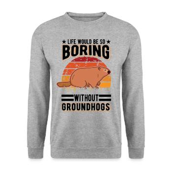 Murmeltier Groundhog Marmot Waldmurmeltier - Unisex Sweatshirt - salt & pepper - Front - Alina (178cm) & Michal (187cm)