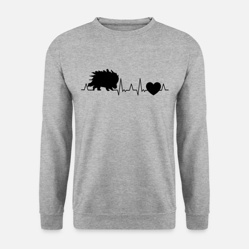 Stachelschwein Herzschlag - Unisex Pullover - Weißgrau meliert
