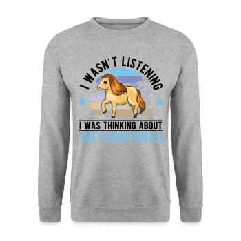 Poney Shetland Poney Shetland Shetty - Sweat-shirt Unisexe - gris chiné - Devant - Alina (178cm) & Michal (187cm)