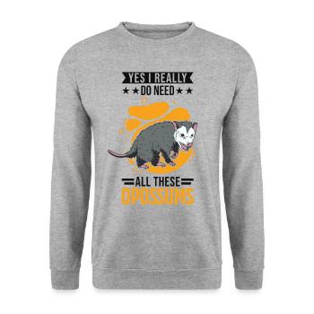 Opossum Cadeau Marsupial Opossum - Sweat-shirt Unisexe - gris chiné - Devant - Alina (178cm) & Michal (187cm)