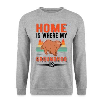 Groundhog Home Groundhog Day Marmot - Unisex Sweatshirt - salt & pepper - Front - Alina (178cm) & Michal (187cm)
