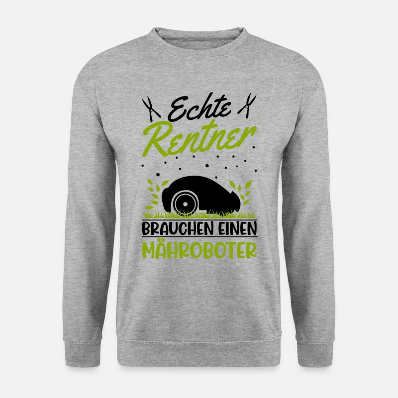 Echte Rentner brauchen einen Mähroboter Mähroboter - Unisex Pullover - Weißgrau meliert