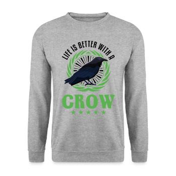 Life is better with a Crow Crow Raven Crow - Unisex Sweatshirt - salt & pepper - Front - Alina (178cm) & Michal (187cm)