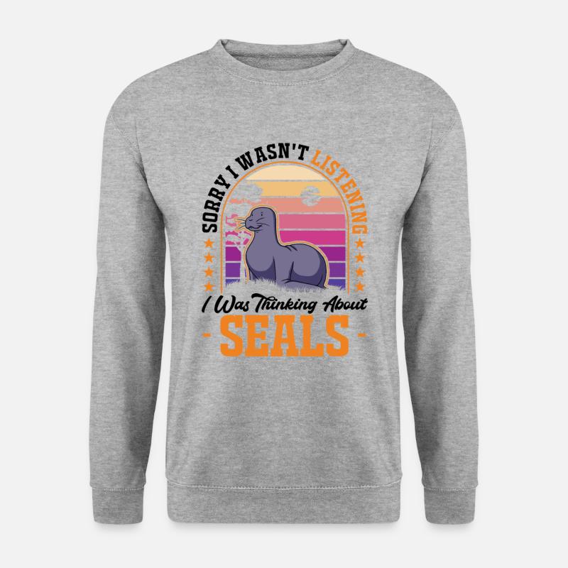 Robbe Geschenk Seelöwe - Unisex Pullover - Weißgrau meliert