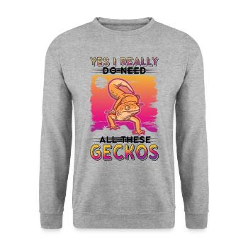 Yes I really do need all these Geckos - Unisex Pullover - Weißgrau meliert - Vorne - Alina (178cm) & Michal (187cm)