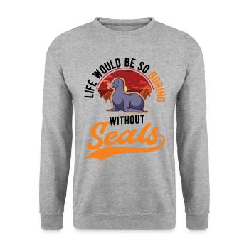 La vie serait si ennuyeuse sans Seal Sea Lion Robbe - Sweat-shirt Unisexe - gris chiné - Devant - Alina (178cm) & Michal (187cm)