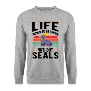 La vie serait si ennuyeuse sans Seal Sea Lion Robbe - Sweat-shirt Unisexe - gris chiné - Devant - Alina (178cm) & Michal (187cm)