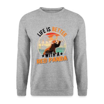 La vie est meilleure avec un panda roux Roter Panda - Sweat-shirt Unisexe - gris chiné - Devant - Alina (178cm) & Michal (187cm)