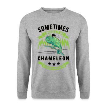 Caméléon Cadeau Caméléon - Sweat-shirt Unisexe - gris chiné - Devant - Alina (178cm) & Michal (187cm)