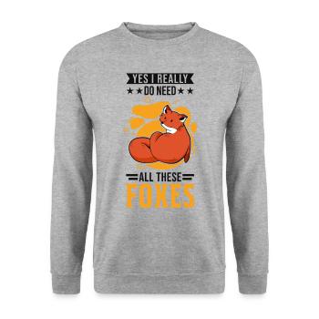Yes I really do need all these Foxes Fuchs - Sweat-shirt Unisexe - gris chiné - Devant - Alina (178cm) & Michal (187cm)