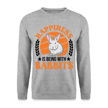 Rabbit Lucky Rabbit Rabbit - Unisex Sweatshirt - salt & pepper - Front - Alina (178cm) & Michal (187cm)