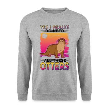 Loutre Cadeau Loutre Loutre Loutre Loutre de mer - Sweat-shirt Unisexe - gris chiné - Devant - Alina (178cm) & Michal (187cm)