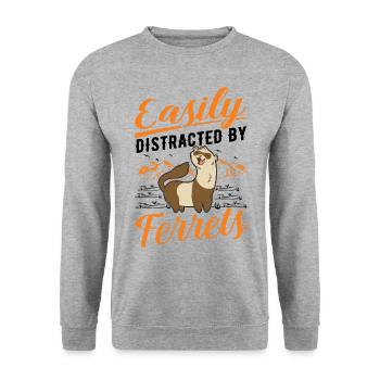 Facilement distrait par les furets Frettchen - Sweat-shirt Unisexe - gris chiné - Devant - Alina (178cm) & Michal (187cm)
