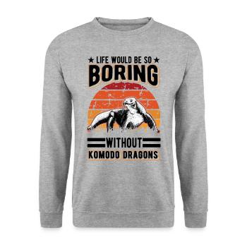 Komodo dragon Gift Komodo Dragon monitor lizard - Unisex Sweatshirt - salt & pepper - Front - Alina (178cm) & Michal (187cm)