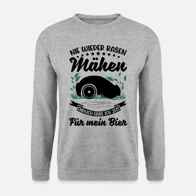 Mähroboter Bier Rasenmähroboter - Unisex Pullover - Weißgrau meliert