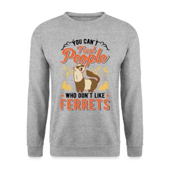Amoureux du furet Cadeau furet - Sweat-shirt Unisexe - gris chiné - Devant - Alina (178cm) & Michal (187cm)