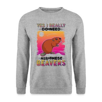 Beaver Beaver Dam Gift Beaver - Unisex Sweatshirt - salt & pepper - Front - Alina (178cm) & Michal (187cm)