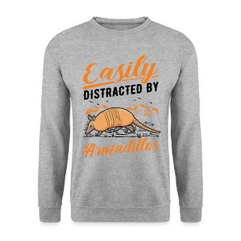 Easily distracted by Armadillo's Armadillo - Unisex Sweatshirt - salt & pepper - Front - Alina (178cm) & Michal (187cm)