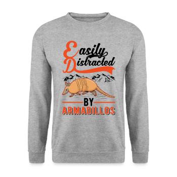 Easily distracted by Armadillo's Armadillo - Unisex Sweatshirt - salt & pepper - Front - Alina (178cm) & Michal (187cm)