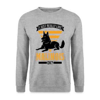 I just really like Malinois ok Belgian Malinois - Unisex Sweatshirt - salt & pepper - Front - Alina (178cm) & Michal (187cm)
