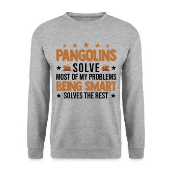 Pangolin Cadeau Pangolin - Sweat-shirt Unisexe - gris chiné - Devant - Alina (178cm) & Michal (187cm)