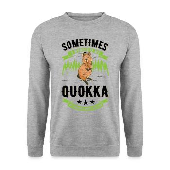 Quokka Gift Kangourou à queue courte - Sweat-shirt Unisexe - gris chiné - Devant - Alina (178cm) & Michal (187cm)