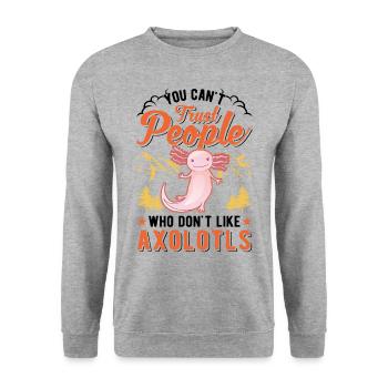 Axolotl Gift Tail Amphibian Axolotl - Unisex Sweatshirt - salt & pepper - Front - Alina (178cm) & Michal (187cm)