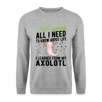 Axolotl Cadeau Amphibien à queue - Sweat-shirt Unisexe - gris chiné - Devant - Alina (178cm) & Michal (187cm)