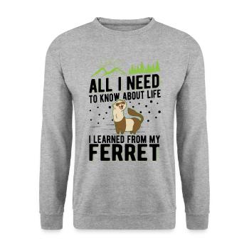 Frettchen Spruch Ferret - Unisex Pullover - Weißgrau meliert - Vorne - Alina (178cm) & Michal (187cm)