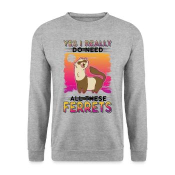 Oui, j’ai vraiment besoin de tous ces furets Frettchen - Sweat-shirt Unisexe - gris chiné - Devant - Alina (178cm) & Michal (187cm)