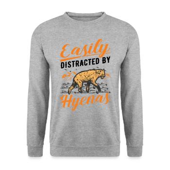 Facilement distrait par les hyènes Erdwolf Hyène - Sweat-shirt Unisexe - gris chiné - Devant - Alina (178cm) & Michal (187cm)