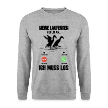 Mes canards qui courent appellent Je dois aller bouteille canard - Sweat-shirt Unisexe - gris chiné - Devant - Alina (178cm) & Michal (187cm)