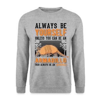 Armadillo Geschenk Gürteltier - Unisex Pullover - Weißgrau meliert - Vorne - Alina (178cm) & Michal (187cm)