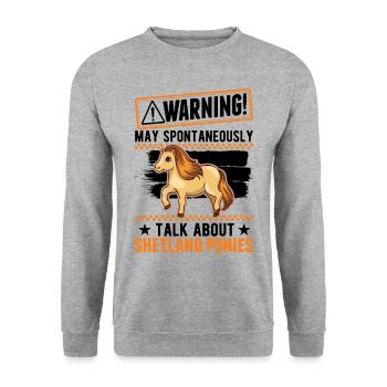 Warning Shetland Pony Shetland Pony Shetty - Unisex Sweatshirt - salt & pepper - Front - Alina (178cm) & Michal (187cm)