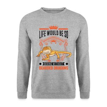 Dragon barbu Cadeau Dragon Barbu Pogona - Sweat-shirt Unisexe - gris chiné - Devant - Alina (178cm) & Michal (187cm)