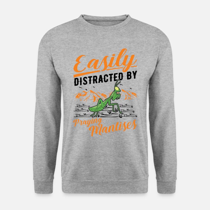 Gottesanbeterin Praying Mantis Fangschrecke - Unisex Pullover - Weißgrau meliert