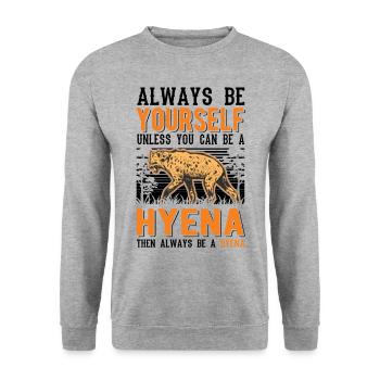 Always be yourself Hyena Erdwolf Hyäne - Unisex Pullover - Weißgrau meliert - Vorne - Alina (178cm) & Michal (187cm)